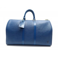 SAC DE VOYAGE LOUIS VUITTON KEEPALL 45 EN CUIR EPI BLEU LEATHER HANDBAG 2000€