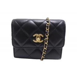 NEUF SAC CEINTURE CHANEL PEARL CRUSH EN CUIR NOIR PORTE CARTE BELT BAG 3000€