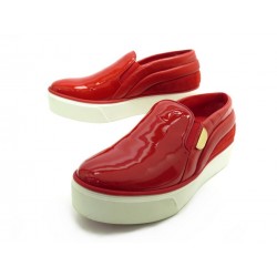 NEUF CHAUSSURES LOUIS VUITTON BASKETS SLIP ON 36.5 CUIR VERNIS ROUGE SHOES 690€