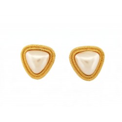 NEUF VINTAGE BOUCLES D'OREILLES CHANEL DE CASTELLANE PERLES TRIANGLES EARRINGS