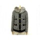 NEUF MANTEAU MONCLER NAI GIUBBOTTO T1 38 M TWEED NOIR & FOURRURE DE RENARD 1350€