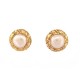 VINTAGE BOUCLES D'OREILLES CHANEL PERLES 1970 EN METAL DORE GOLDEN EARRINGS