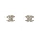 NEUF BOUCLES D'OREILLES CHANEL MINI LOGO CC ET STRASS ARGENTE NEW EARRINGS 420€