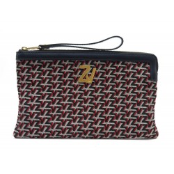 NEUF POCHETTE ZADIG & VOLTAIRE ZV INITIALE TOILE MONOGRAMME CUIR NEW POUCH 185€