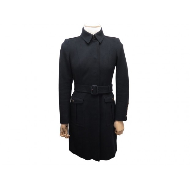 NEUF MANTEAU BURBERRY 3904790/65N L 44 EN LAINE NOIRE BLACK WOOL COAT 3000€