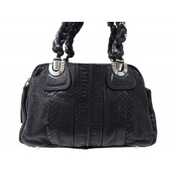 SAC A MAIN CHLOE HELOISE EN CUIR NOIR PYTHON BLACK LEATHER HAND BAG 1450€