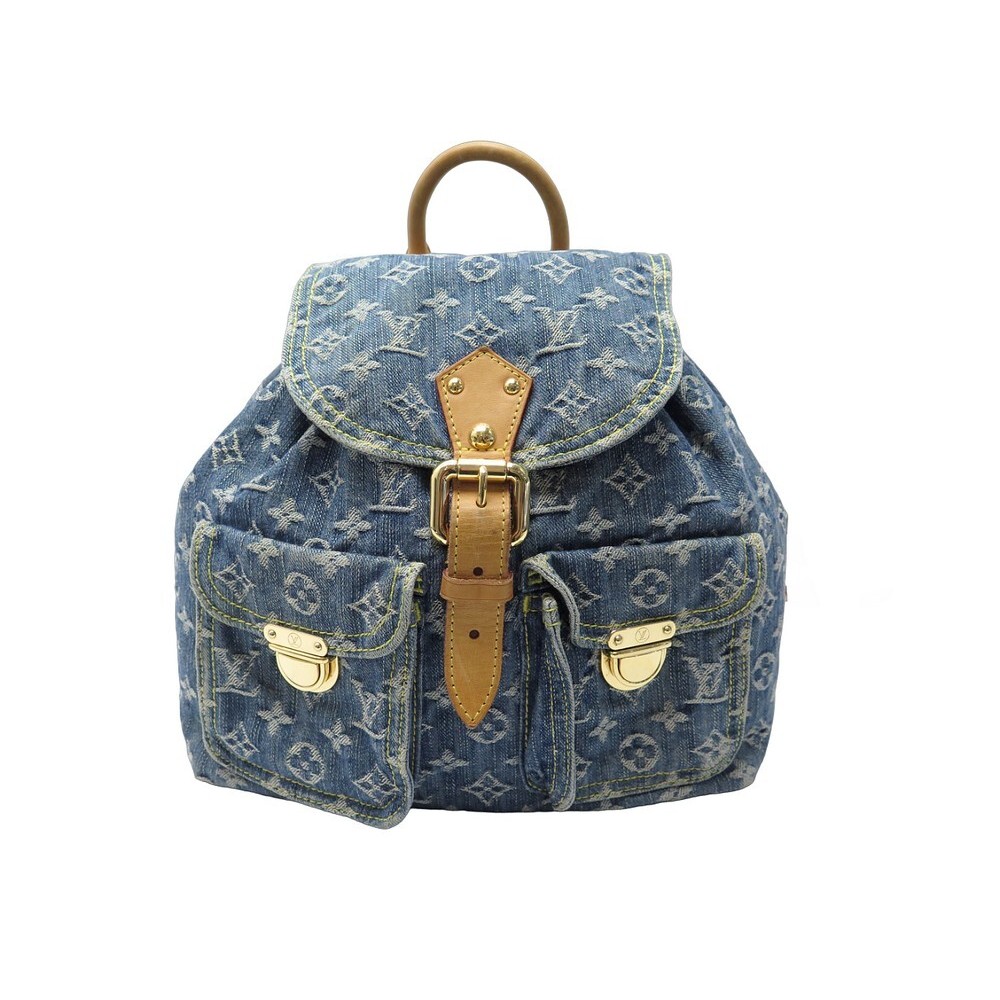 Louis Vuitton Monogram Denim Sac a Dos GM Backpack Leather ref