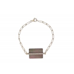 BRACELET VICTORIA CASAL ETIQUETTE 17 EN OR BLANC 18K NACRE DIAMANTS GOLD STRAP