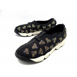 CHAUSSURES BASKETS DIOR FUSION ABEILLES 41.5 EN TOILE NOIRE BEES SNEAKERS 890€