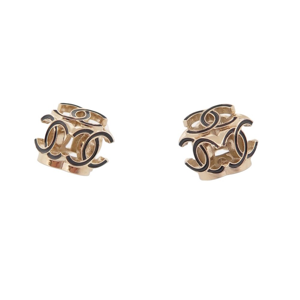 boucles d'oreilles chanel puces logo cc motif chaine