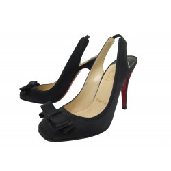 CHAUSSURES CHRISTIAN LOUBOUTIN NOOKA ESCARPINS 36.5 TISSU NOIR BOW SHOES 700€