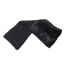 NEUF ECHARPE PRADA BI MATIERE LAINE & FOURRURE DE VISON NOIR MINK FUR WOOL SCARF