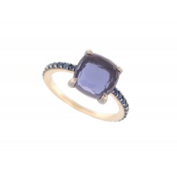 BAGUE POMELLATO BABY 53 DIAMANTS BLEUS ET IOLITE OR JAUNE 18K GOLD RING 5900€