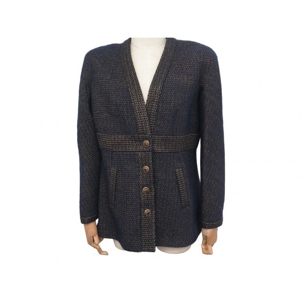 NEUF VESTE CHANEL P61802V44894 42 L COLLECTION EGYPTE TWEED BLEU GRIPOIX 6830€