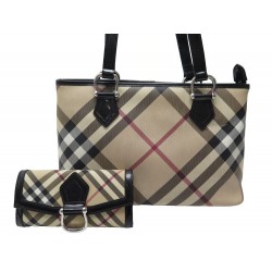 SAC A MAIN BURBERRY CABAS + PORTEFEUILLE MOTIF TARTAN CHECK PURSE WALLET 1900€