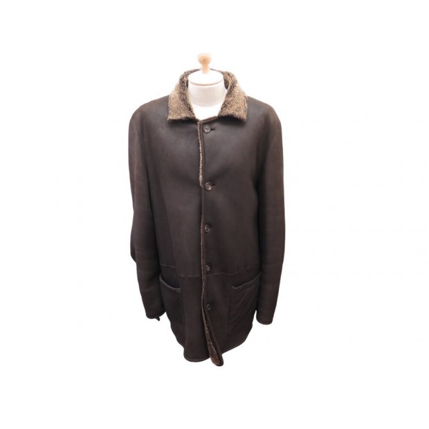 MANTEAU LANVIN EN CUIR MOUTON RETOURNE MARRON 52 L SHEARLING LEATHER COAT 2900€