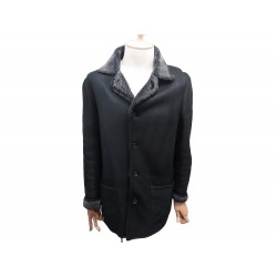 MANTEAU LANVIN CUIR MOUTON RETOURNE NOIR 50 M SHEARLING LEATHER COAT 2900€