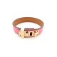 NEUF BRACELET HERMES MINI DOG 14.5 A 15.5 CM CUIR SWIFT ROSE BOITE BANGLE 460€