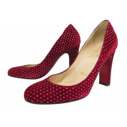 CHAUSSURES CHRISTIAN LOUBOUTIN 35 ESCARPINS A TALONS EN VELOURS A POINTS SHOES