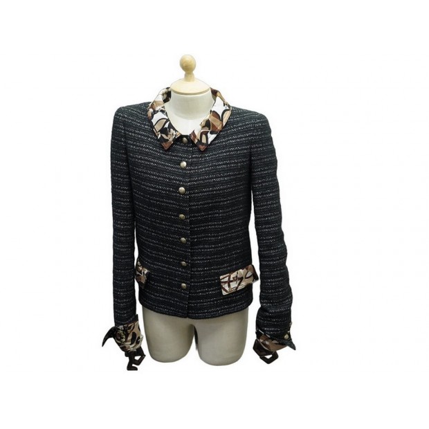 VESTE CHANEL P25560W03501 BOUTONS LOGO CC M 38 EN TWEED DESSIN COCO JACKET 5000€