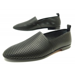 NEUF CHAUSSURES HERMES ELEOS MOCASSINS H221996ZA 44 CUIR PERFORE LOAFERS 990€