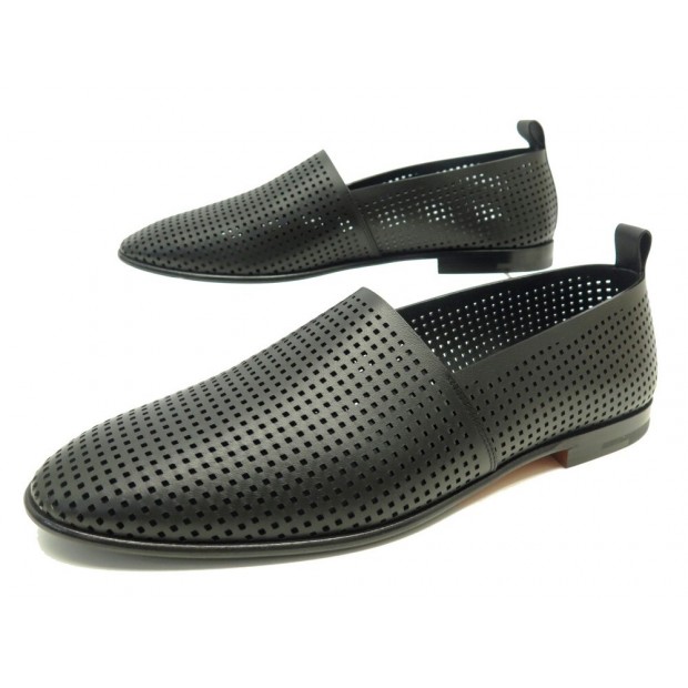 NEUF CHAUSSURES HERMES ELEOS MOCASSINS H221996ZA 44 CUIR PERFORE LOAFERS 990€
