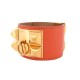 BRACELET HERMES COLLIER DE CHIEN MEDOR CDC 15-17CM CUIR SWIFT ORANGE DORE 1140€