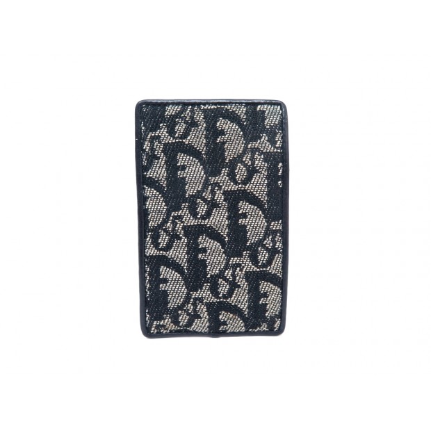 VINTAGE PORTE CARTES CHRISTIAN DIOR TOILE OBLIQUE ET CUIR BLEU CARD HOLDER 330€