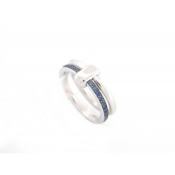 NEUF BAGUE POMELLATO TOGETHER DOUBLE BAGUE OR BLANC 18K T 55 SAPHIR RING 3750€