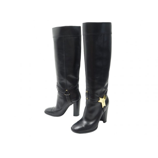 CHAUSSURES BOTTES YVES SAINT LAURENT THELMA 300665 CUIR 39 CUIR NOIR BOOTS 1550€