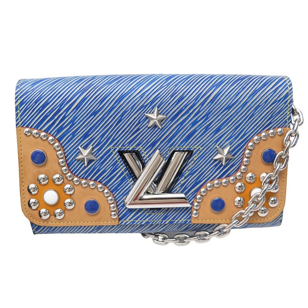 Louis Vuitton LV Twist handbag MM blue Light blue Leather ref