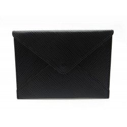 NEUF POCHETTE LOUIS VUITTON ENVELOPPE INVITATION CUIR EPI NOIR LEATHER POUCH