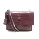 SAC A MAIN SAINT LAURENT SUNSET MEDIUM 442906 EN CUIR PRUNE EFFET CROCO 2400€