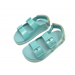 NEUF CHAUSSURES GUCCI SANDALES ISLA PLASTIQUE BLEU 36 DOUBLE G BOITE SHOES 540€