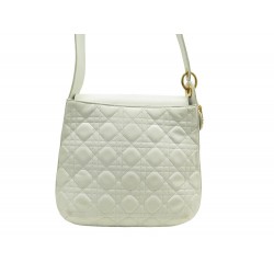 VINTAGE SAC A MAIN DIOR LADY CANNAGE CAL44590 BLANC HOBO CUIR SHOULDER BAG 1800€