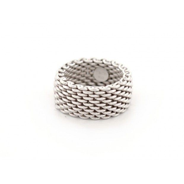 BAGUE TIFFANY & CO SOMERSET T54 MAILLE EN ARGENT MASSIF 925 SILVER RING 350€