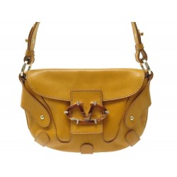 SAC A MAIN VALENTINO LOGO V CUIR JAUNE MOUTARDE GOLD PORTE EPAULE PURSE 2300€