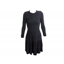 ROBE CHANEL DROITE EN LAINE P34256 T 36 S LAINE NOIRE WOOL STRAIGHT DRESS 3950€