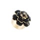 BAGUE CHANEL FLEUR CAMELIA 2013 METAL DORE ET LAQUE NOIRE 52 LACQUER RING 750€