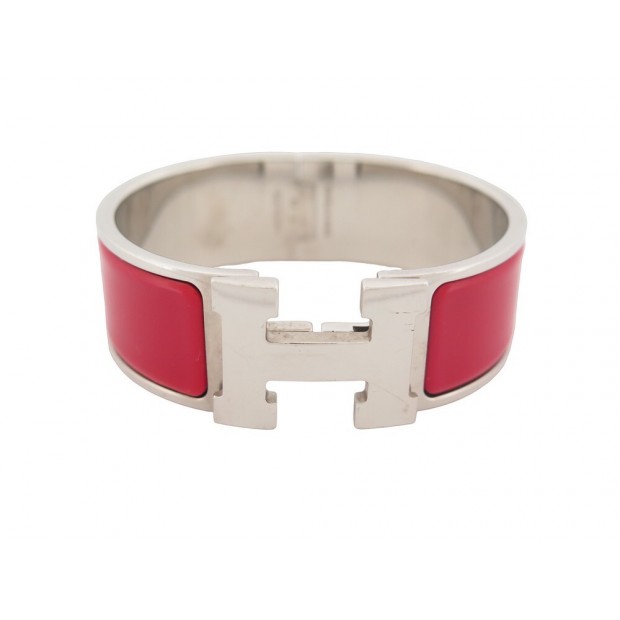 BRACELET HERMES CLIC CLAC H LARGE 18 CM EN EMAIL ROUGE STRAP BANGLE 680€