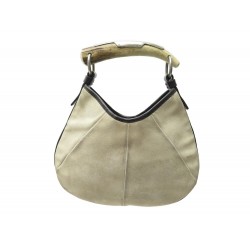 SAC A MAIN YVES SAINT LAURENT MOMBASA MINI 205118 EN DAIM ET CUIR CREME HAND BAG