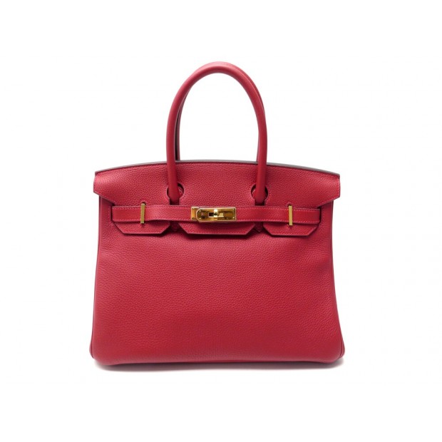 NEUF SAC A MAIN HERMES BIRKIN 30 EN CUIR TOGO ROUGE & ACIER PALADIE RED HAND BAG