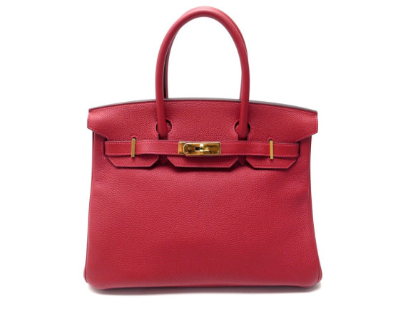  sac a main hermes birkin 30 en cuir togo rouge