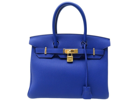 sac a main hermes birkin 30 cuir togo bleu royal