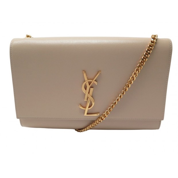 SAC A MAIN SAINT LAURENT KATE MEDIUM 364021 BANDOULIERE CUIR BEIGE PURSE 1750€