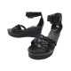 CHAUSSURES HERMES ESPADRILLES COMPENSEES 39 CUIR NOIR + BOITE SANDALS SHOES 650€