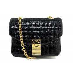 SAC A MAIN CELINE CLASSIC PETIT MODELE 188403 SEQUINS NOIR CHAINE DORE BAG 3500€