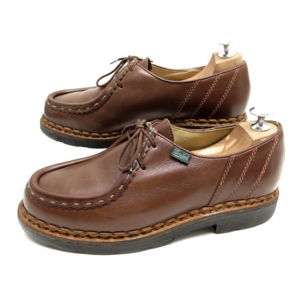 NEUF CHAUSSURES PARABOOT MORZINE 40 40.5 CUIR MARRON COUSU NORVEGIEN SHOES 400€