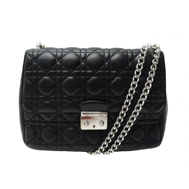 NEUF SAC A MAIN CHRISTIAN DIOR MISS M M0214PGAI CUIR CANNAGE NOIR PURSE 2900€