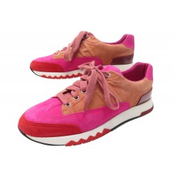 CHAUSSURES HERMES TRAIL 192212Z BASKETS 37 DAIM ROSE + BOITE SNEAKERS SHOES 870€